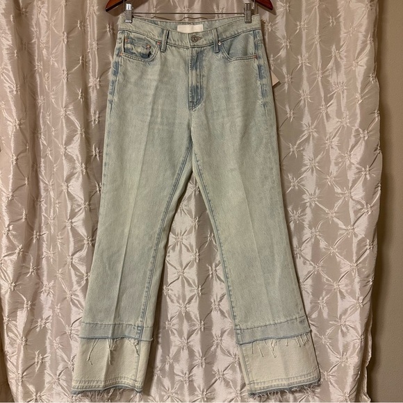 MOTHER Sideways Insider Double Double Hover Jeans Light Blue Bootcut Distressed - Picture 2 of 16